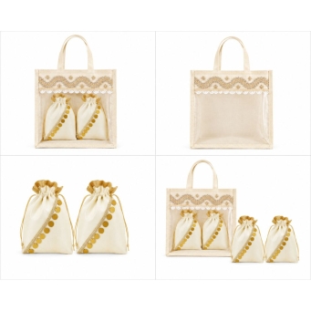 handmade transparent jute bag lace work floral patch tote bag by L.G. Creations