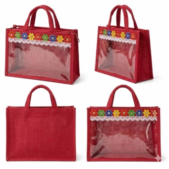 handmade transparent jute gift bag with zip closure by L.G. Creations