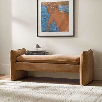 upholstered ottoman bench sofa with cushioned seating for home