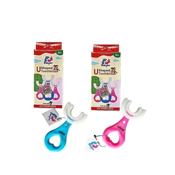 babydee u shaped kids toothbrush pack of 2 silicone bristles