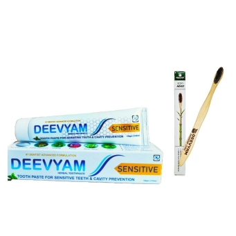 deevyam sensitive toothpaste with bamboo toothbrush combo 1+1