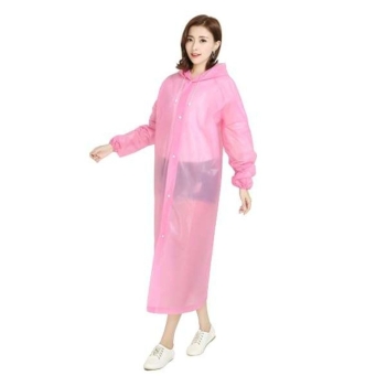 Pink EVA waterproof transparent raincoat for men and women free size hooded rainwear