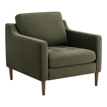 The Furnishery Daylen Soren orange tufted upholstered accent armchair with solid wood legs