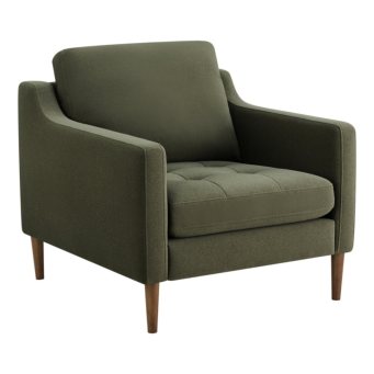 The Furnishery Daylen Soren orange tufted upholstered accent armchair with solid wood legs