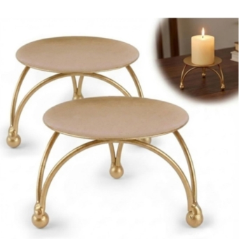 Gold metal pillar candle holder set for elegant home decor