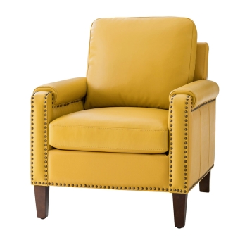 Navy Blue Genuine Leather Armchair