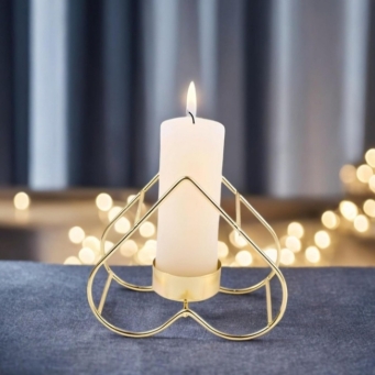 Gold handcrafted heart candle stand for elegant home decor