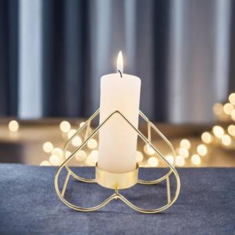 Gold handcrafted heart candle stand for elegant home decor