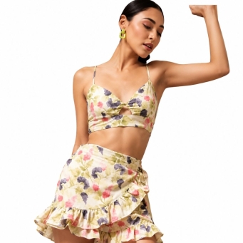 Vijay Enterprises women crepe bralette relaxed fit crop top floral print casual wear