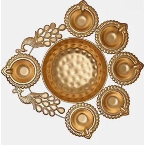 Peacock Urli Diya Set with 6 Floating Diyas | Traditional Festive Decor