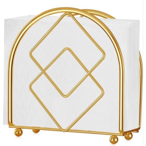 Gold Metal Half-Round Napkin Holder | Table Tissue Organizer for Home & Office