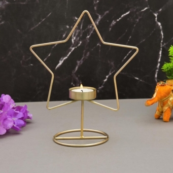 Golden Star tealight candle holder metal Christmas decorative iron candle stand for home decor
