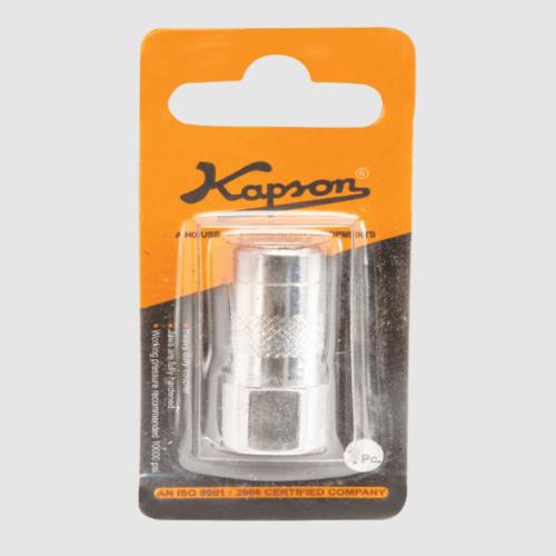 Kapson Hydraulic Grease Gun Coupler, Silver, 4 Jaw, Hardened Steel High-Pressure Coupler