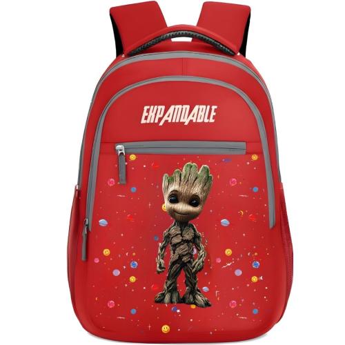 Baby Groot Red Waterproof School Bag for Boys & Girls | Expandable