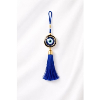 Blue and gold evil eye nazar battu wall hanging for home decor