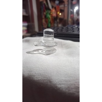 Clear glass Shivling idol with Yoni base for home temple