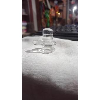 Clear glass Shivling idol with Yoni base for home temple