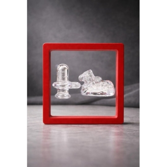 Crystal glass Shivling with Nandi idol set for home temple