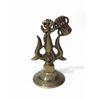 Lord Shiva Trishul Damru Om showpiece with gold brass finish