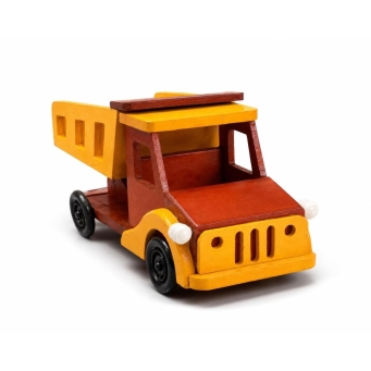 Handcrafted wooden dumper truck decorative showpiece