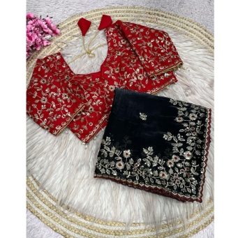 KAVISHA ENTERPRISE peach fandy satin fabric paired with contrast blouse