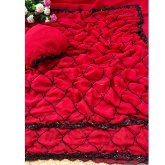 KAVISHA ENTERPRISE black pure fox georgette fabric with heavy worked fancy blouse