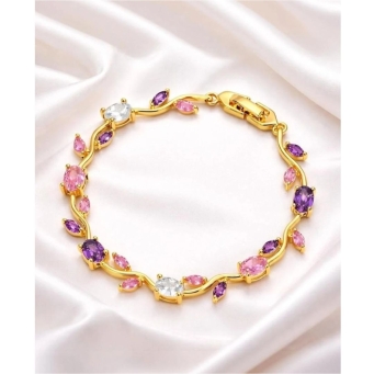 SOLMARE VENTURES stainless steel gold-plated zircon bracelet front view