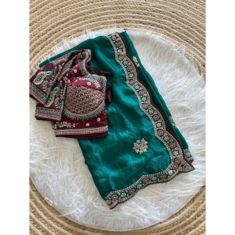 KAVISHA ENTERPRISE maroon fancy satin saree with blouse