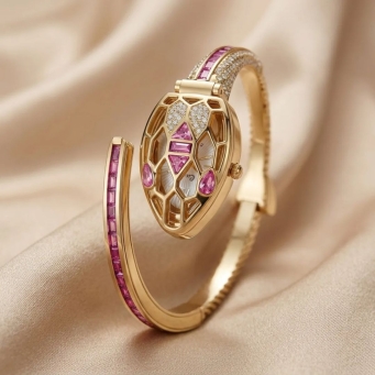 Celeste crystal hidden dial gold bracelet watch with elegant design
