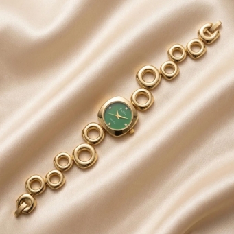 Emerald Orbit Luxe Gold Bracelet Watch for Wome