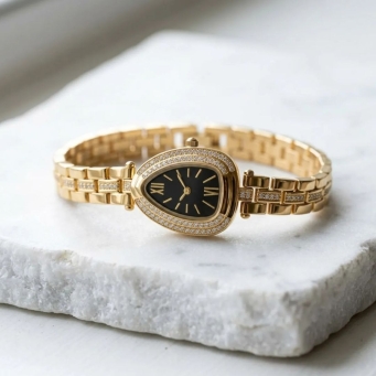 Noir Teardrop Crystal Gold Watch for Women