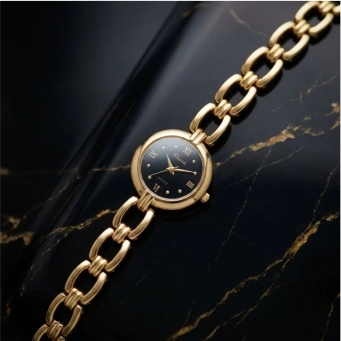 Noir Elegance Gold Bracelet Watch for Women