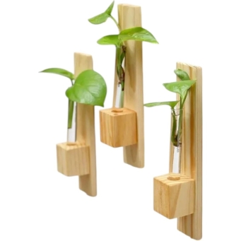 Wooden plant container set for home decor