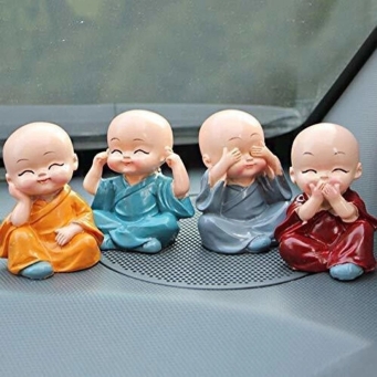 Cute Buddha decorative polyresin showpiece in multicolor