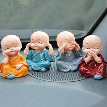 Cute Buddha decorative polyresin showpiece in multicolor