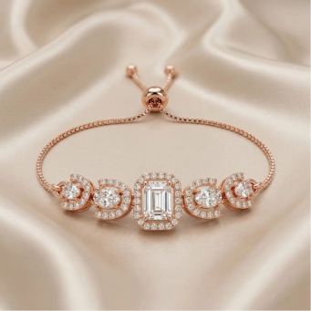 Adjustable Slider Bracelet with Mixed Stones for Women