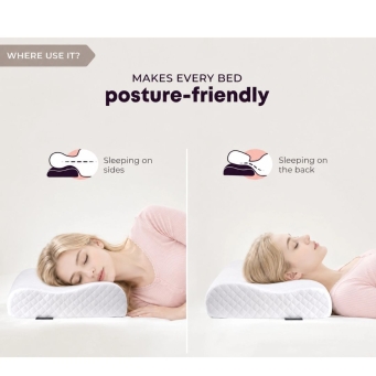 Foam pillow for teens designed for back and side sleepers in white