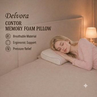 White contour memory foam sleeping pillow small size for teens