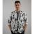 Men's White Black Printed Full Sleeve Shirt - Classic Collar Everyday Wear