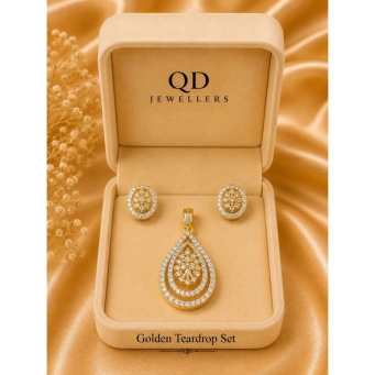 Teardrop Jewellery set- Golden Crystal Luxe