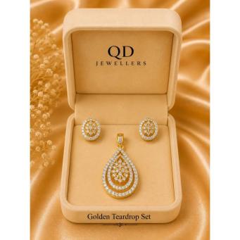 Teardrop Jewellery set- Golden Crystal Luxe