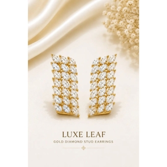 Crystal Statement Studs- Luxe Leaf 