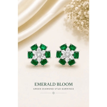 Crystal Stud Earrings Emerald Green
