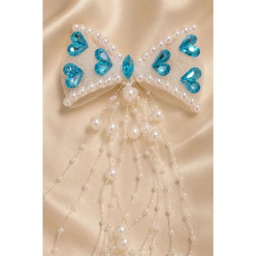 Handmade Pearl Bow Hair Clip with Cascading Strands – Floral Hair Accessory for Women & Girls