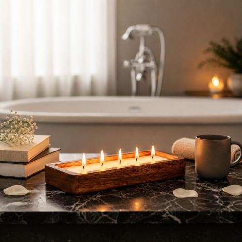 Handcrafted Premium Sheesham Wood Dough Bowl Candle Holder