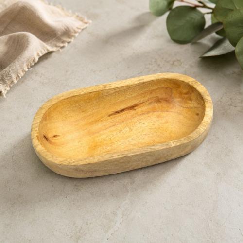 Handcrafted Premium Mango Wood Dough Bowl – Rustic Wooden Decorative Serving Tray     