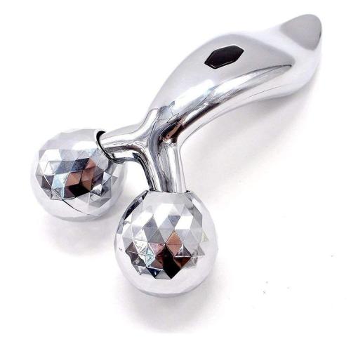 3D Facial & Body Massager Roller | 360° Rotating Diamond-Cut Skin Care Tool | Silver