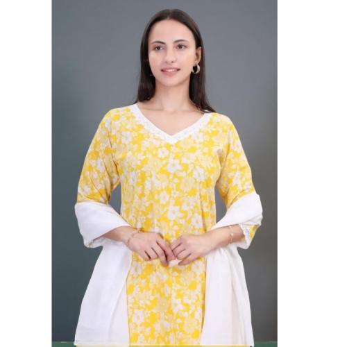 Women’s Cotton Embroidered Salwar Suit with Dupatta | Ethnic Wear 