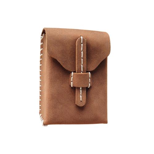 Brown Leather Cigarette Case with Lighter Pouch