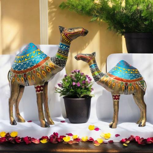Royal Rajasthani Handcrafted Iron Camel Statues - Set of 2